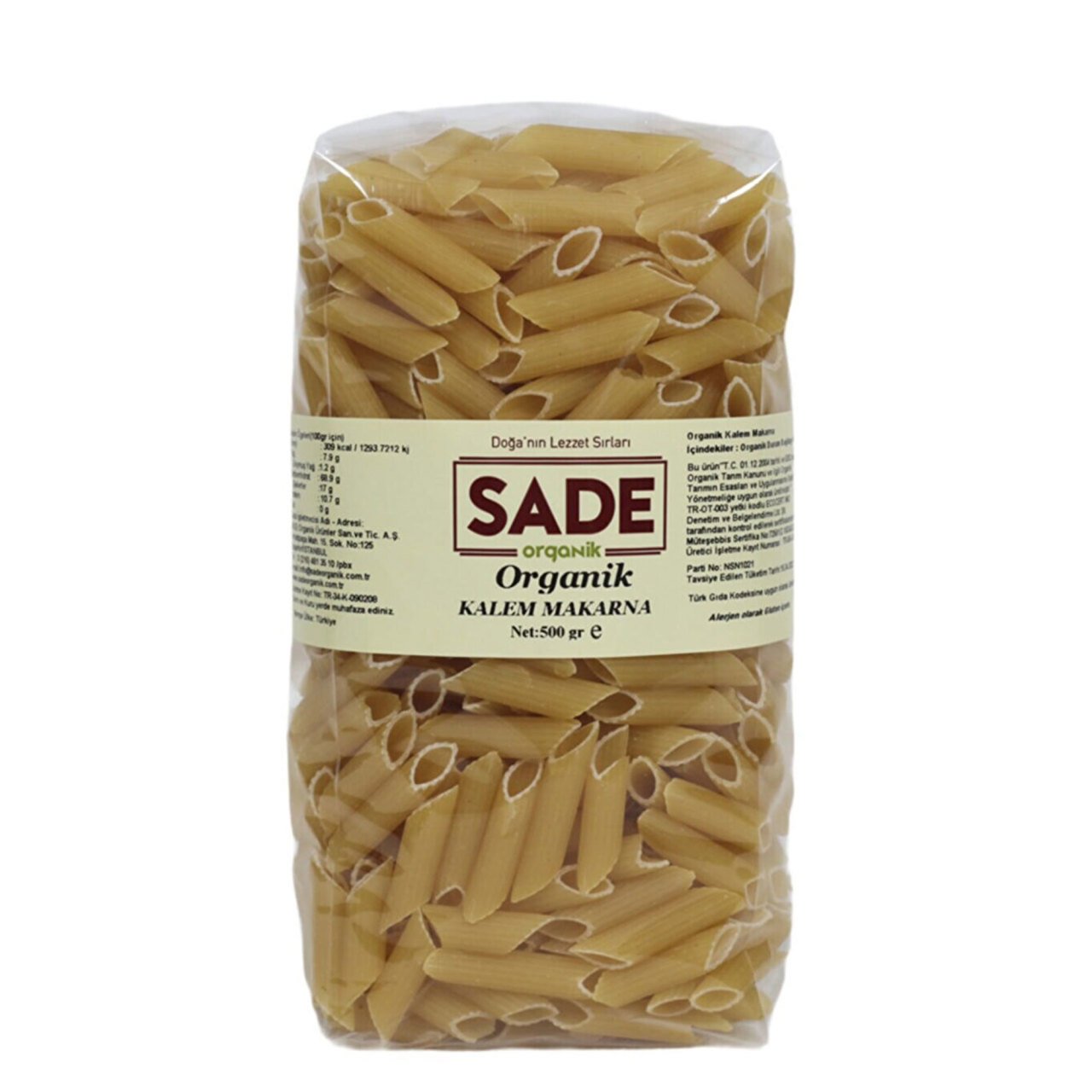 Sade Organik Kalem Makarna 500 Gr