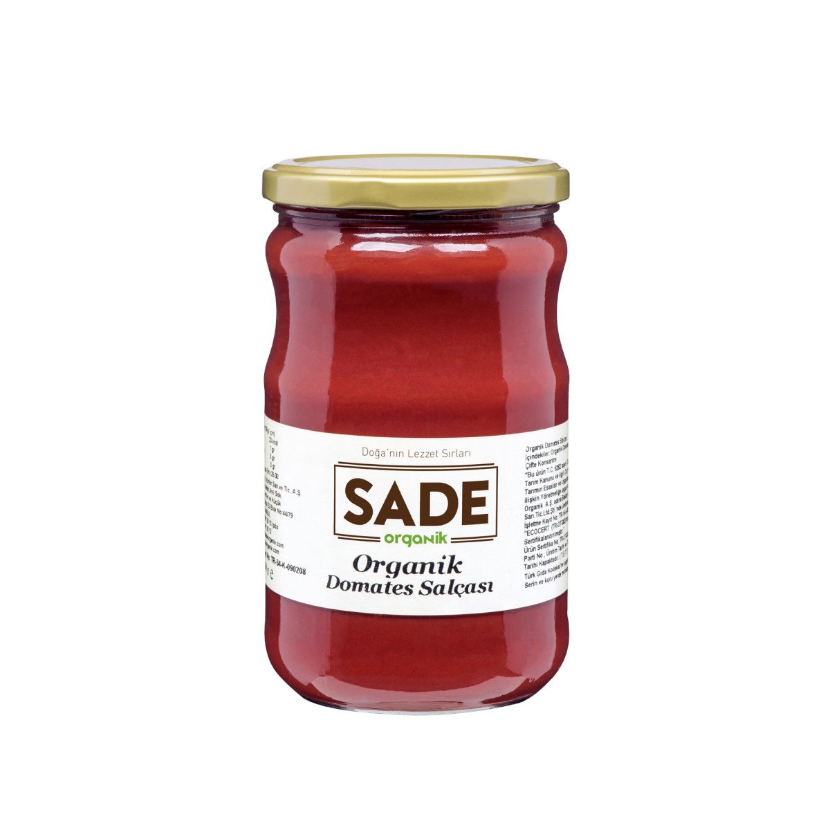 Sade Organik Domates Salçası 650 gr