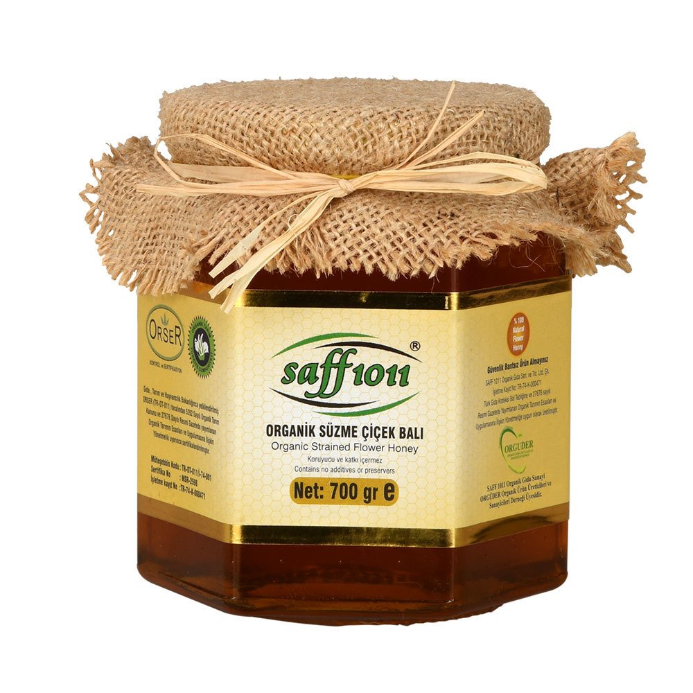 Saff1011 Organik Süzme Çiçek Balı 700 gr
