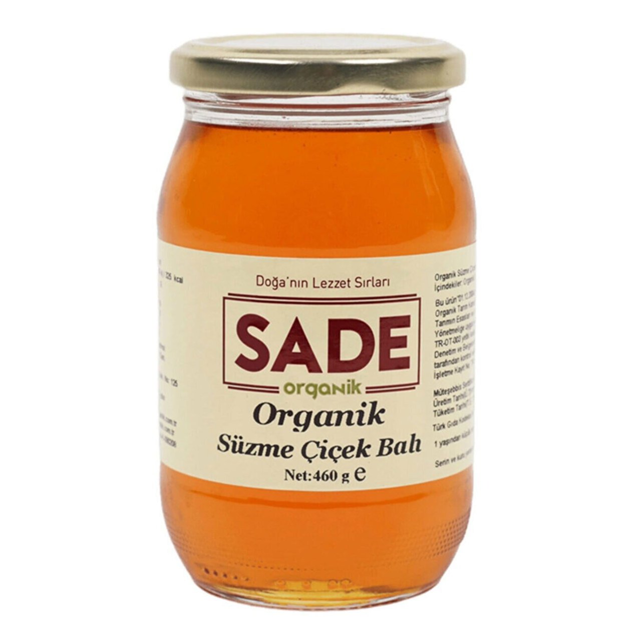 Sade Organik Süzme Çiçek Balı 460 gr